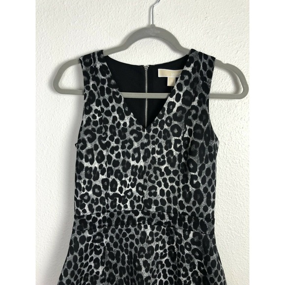 Michael Kors Women's Leopard-Print Scuba Dress Gunmetal Size Extra Small - Picture 4 of 8